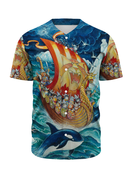 

Cat Sailboat Short Sleeve Baseball Shirt, Blue, Baseball Shirts