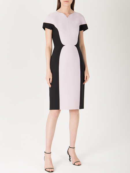 

Elegant Regular Fit Color Block Dress, Nudepink, Midi Dresses