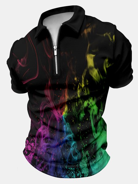 

Men's Art Print Casual Random Print Polo Collar Regular Fit Polo Shirt, As picture, T-shirts
