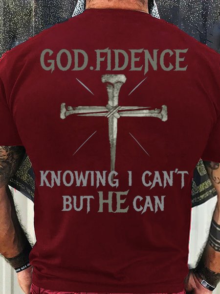 

Men's God Fidence Christian Cotton Casual T-Shirt, Red, T-shirts