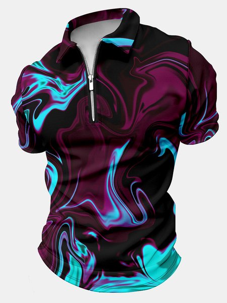 

Men's Art Print Random Print Regular Fit Casual Polo Collar Polo Shirt, As picture, T-shirts