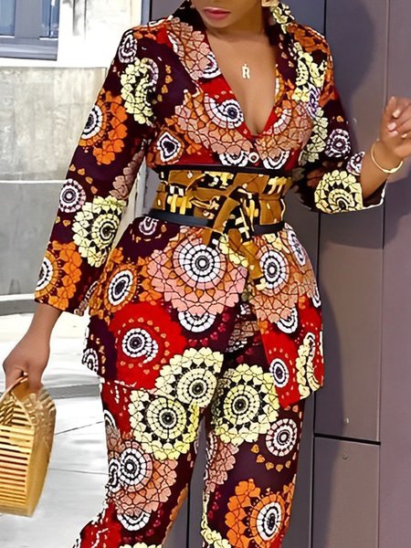 Shawl Collar Urban Ethnic Long sleeve Blazer, As picture, Blazers