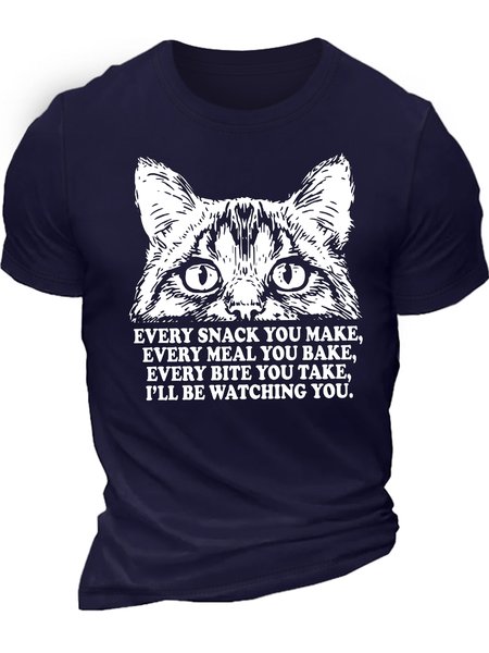 

Men's Every Snack You Make Every Meal You Bake Every Bite You Take I'll Be Watching You Funny Graphic Printing Crew Neck Casual Text Letters Cotton T-Shirt, Purplish blue, T-shirts