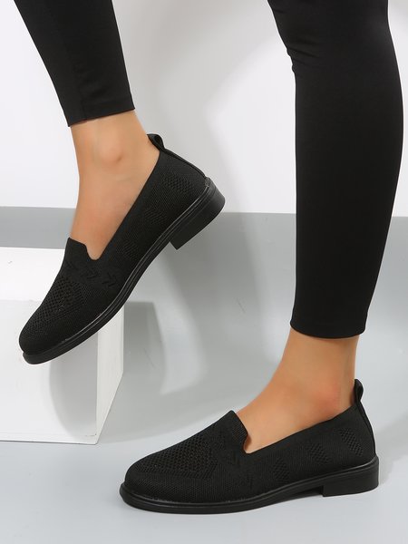 

Casual Minimalist Slip On Flat Loafers, Black, Flats