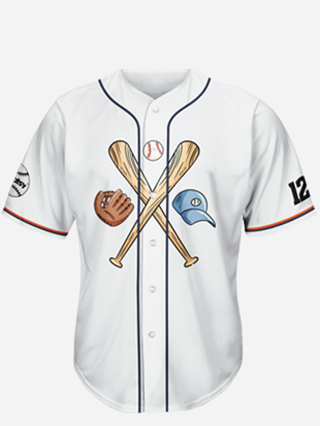 

Baseball Bat Short Sleeve Baseball Shirt, White, Baseball Shirts