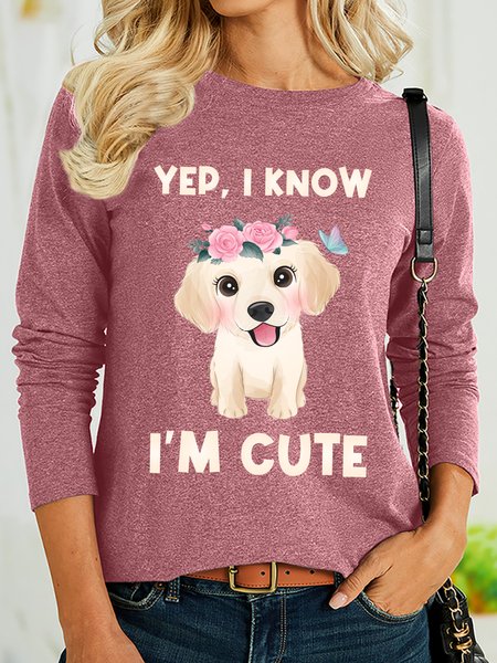 

Lilicloth X Jessanjony Yep I Know I'm Cute Women's Long Sleeve T-Shirt, Pink, Long sleeves