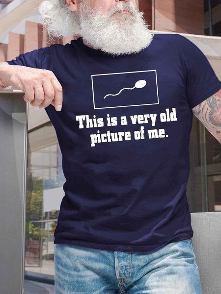 

Men's This Is A Very Old Picture Of Me Funny Graphic Printing Cotton Casual Text Letters T-Shirt, Purplish blue, T-shirts