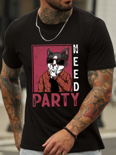 

Lilicloth X Jessanjony Funny Cat Need Party Men's T-Shirt, Black, T-shirts