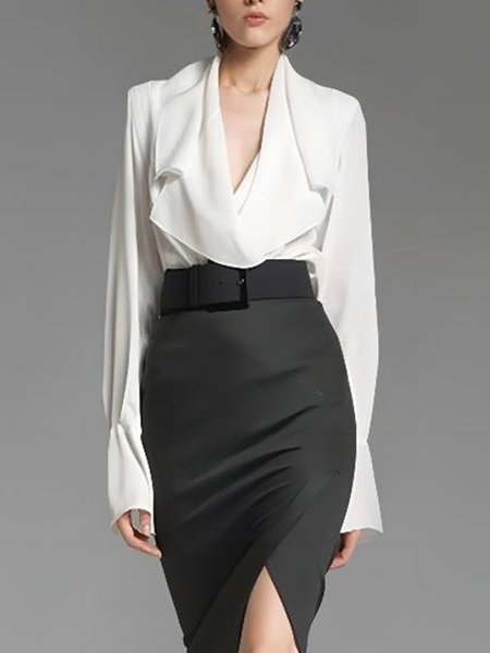 

Regular Fit Elegant Long sleeve Blouse, White, Blouses and Shirts