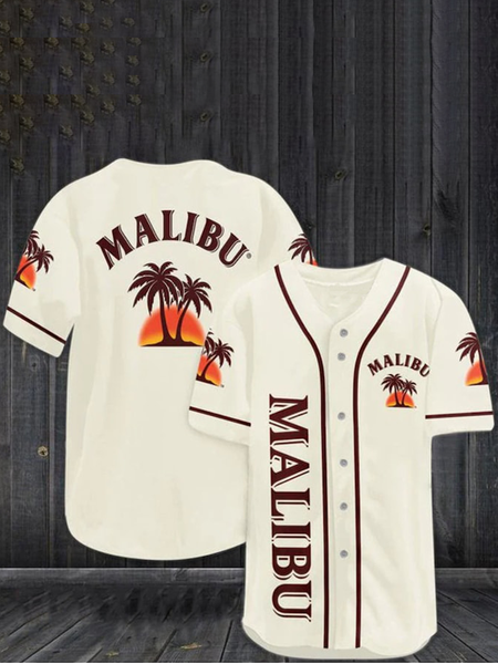 

Coconut Tree Short Sleeve Baseball Shirt, Off white, Baseball Shirts