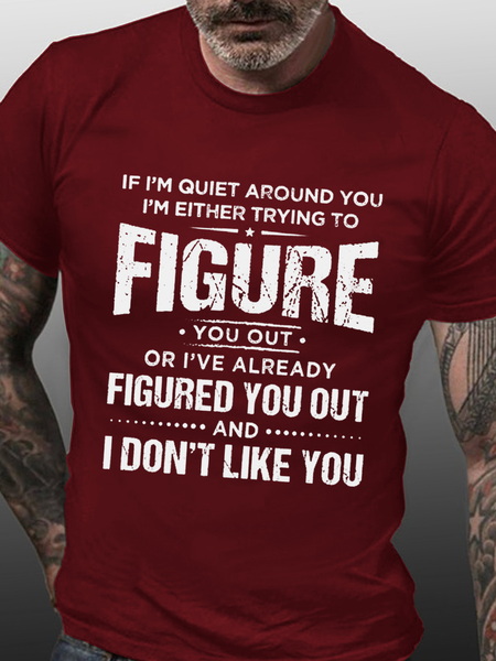 

Men’s Funny Word If I’m Quiet Around You I’m Either Trying To Figure You Out T-Shirt, Red, T-shirts