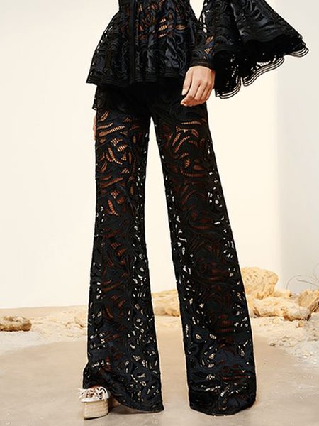 

Regular Fit Plain Elegant Fashion Pants, Black, Pants