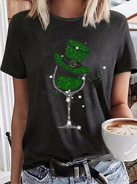 

St. Patrick's Day Print Casual T-Shirt, Deep gray, T-Shirts