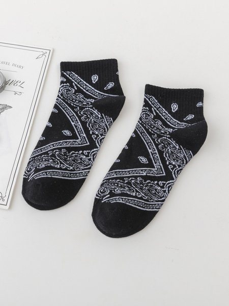 

Ethnic Paisley Cashew Flower Pattern Cotton Socks Vintage Everyday Accessories, Color3, Socks