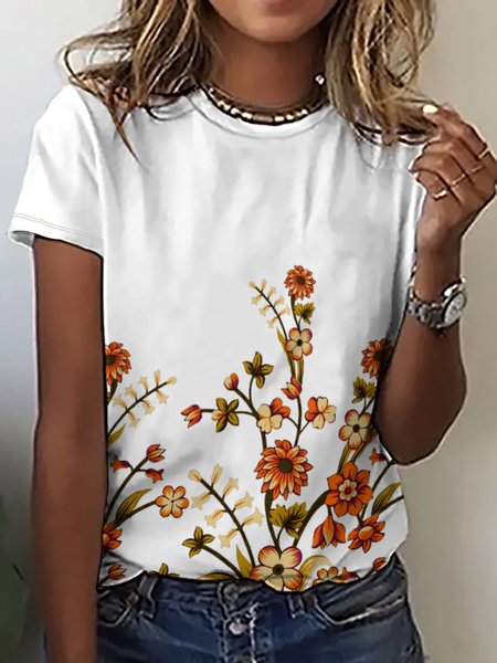 

Lilicloth x Iqs Women's Floral Print T-Shirt, White, T-shirts