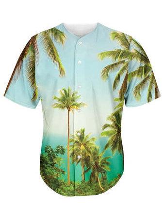 

Palm Tree Short Sleeve Baseball Shirt, Green, Baseball Shirts
