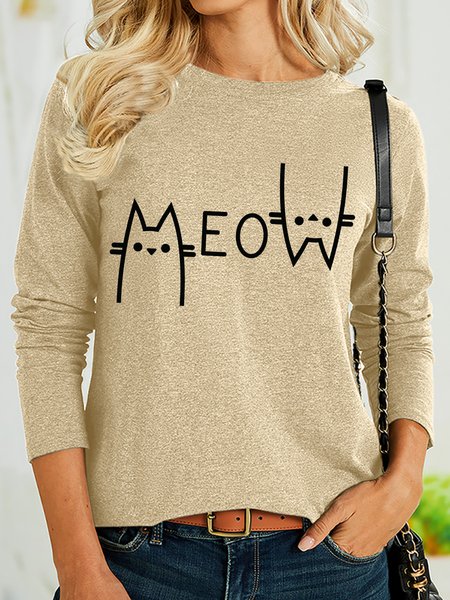 

Lilicloth X Hynek Rajtr Cat Meow Women's Long Sleeve T-Shirt, Khaki, Long sleeves