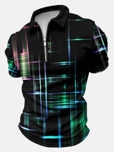 

Men’s Abstract Art Pattern Polo Collar Casual Polo Shirt, As picture, T-shirts