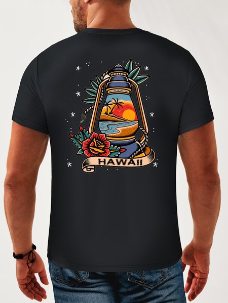 

Coconut Tree Neck Casual T-Shirt, Deep blue, Men's t-shirts