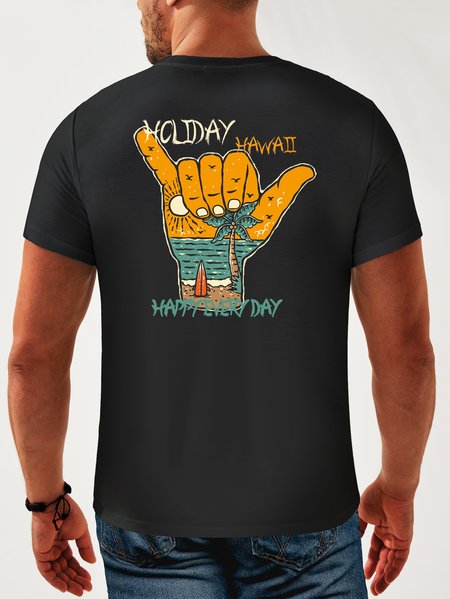 

Coconut Tree Neck Casual T-Shirt, Deep blue, Men's t-shirts