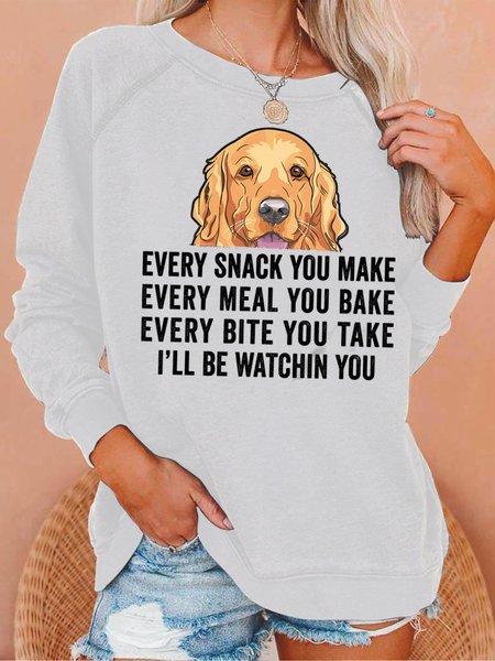 

Women's Every Snack You Make Every Meal You Bake Every Bite You Take I'll Be Watching You Funny Graphic Printing Text Letters Casual Crew Neck Sweatshirt, White, Hoodies&Sweatshirts