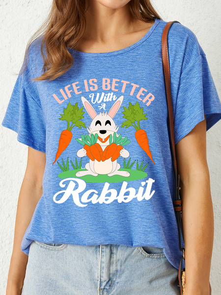 

Lilicloth X Manikvskhan Year Of Rabbit Life Is Better With A Rabbit Women's T-Shirt, Blue, T-shirts