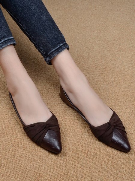 

Bow Snake Soft Comfortable Pointed Toe Flats, Brown, Flats