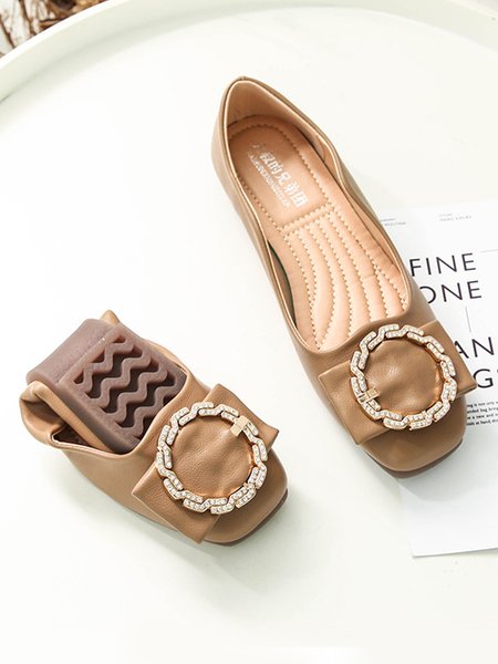 

Rhinestone Ring Elegant Cone Ballerinas, Brown, Flats