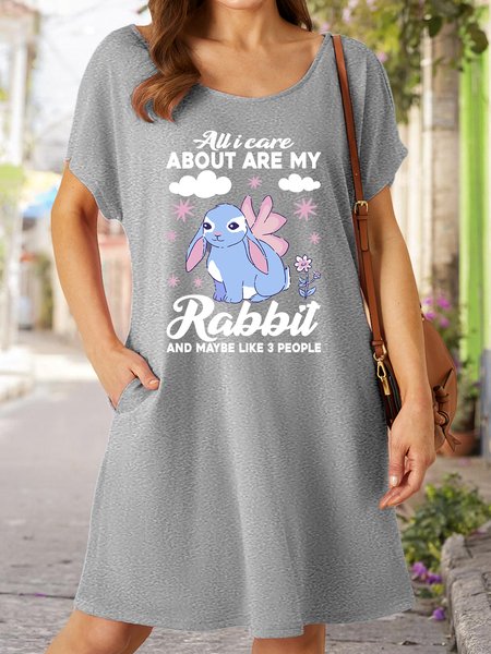 

Lilicloth X Manikvskhan All I Care About Are My Rabbit And Maybe Like 3 People Women's V Neck Dress, Gray, Dresses