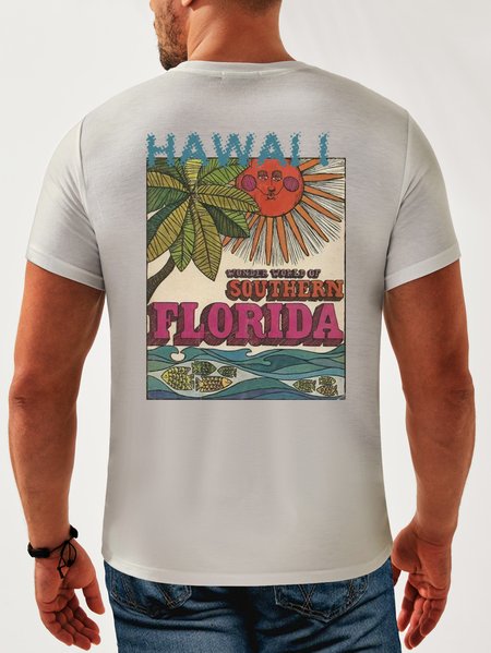 

Coconut Tree Neck Casual T-Shirt, White, Men's t-shirts