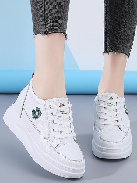 

Daisy Leather Platform Booster Sneakers, White, Sneakers