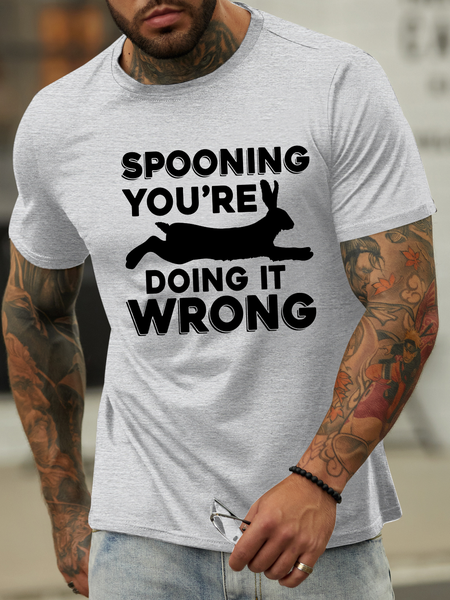 

Lilicloth X Manikvskhan Year Of Rabbit Spooning You’re Doing It Wrong Men's T-Shirt, Light gray, T-shirts