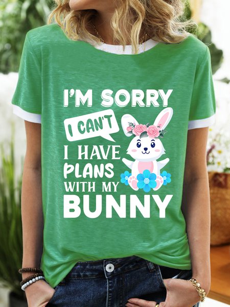 

Lilicloth X Manikvskhan Rabbit Year I’m Sorry I Can’t I Have Plans With My Bunny Women's T-Shirt, Green, T-shirts