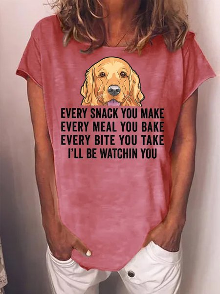 

Women's Every Snack You Make Every Meal You Bake Every Bite You Take I'll Be Watching You Funny Graphic Printing Cotton Text Letters Casual T-Shirt, Red, T-shirts