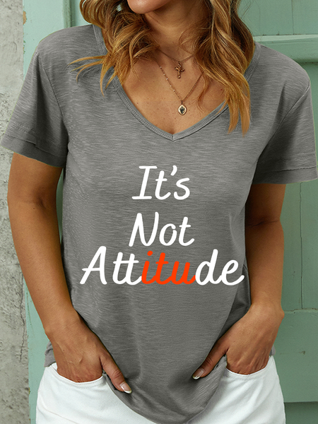 

Lilicloth X Zahra Its Not Attitude Women's V Neck T-Shirt, Gray, T-shirts