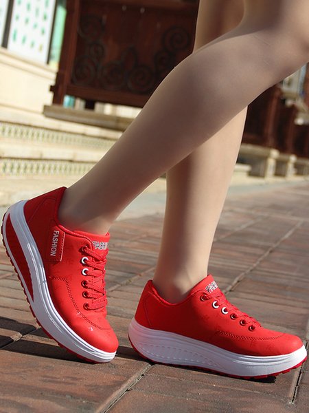 

Lightweight Platform Casual Sneakers, Red, Sneakers