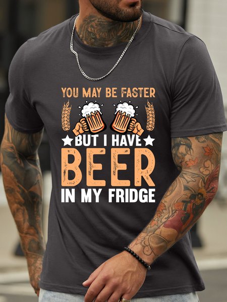 

Lilicloth X Jessanjony You May Be Faster But I Have Beer In My Fridge Women's T-Shirt, Deep gray, T-shirts