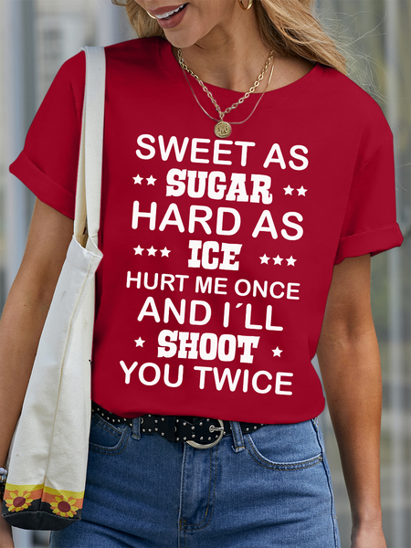 

Lilicloth X Hynek Rajtr Sweet As Sugar Hard As Ice Hurt Me Once And I'll Shoot You Twice Women's T-Shirt, Red, T-shirts