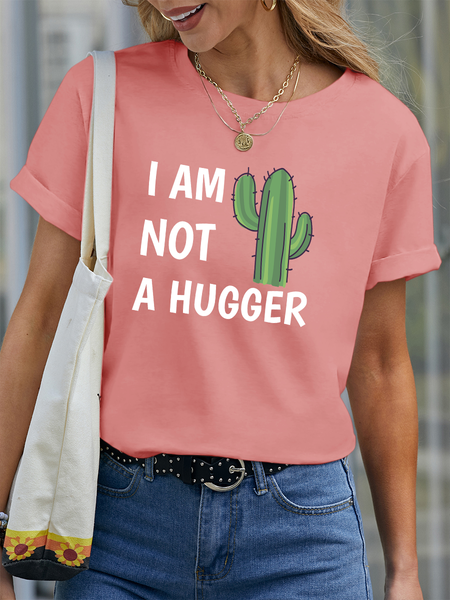 

Lilicloth X Hynek Rajtr Cactus I Am Not A Hugger Women's T-Shirt, Pink, T-shirts
