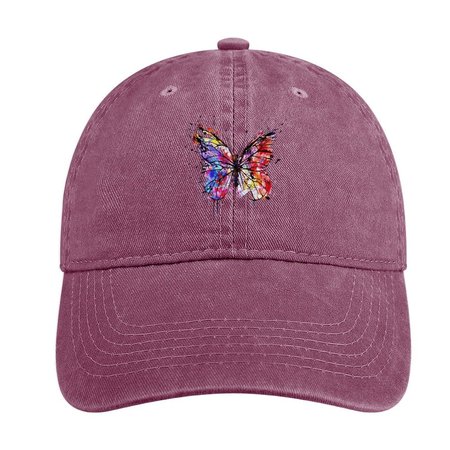 

Butterfly Adjustable Denim Hat, Red, Men's Hats