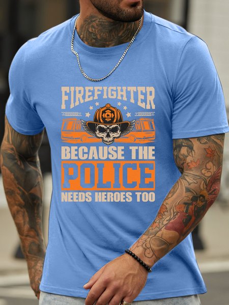 

Lilicloth X Jessanjony Firefighter Because The Police Needs Heroes Too Men's T-Shirt, Light blue, T-shirts