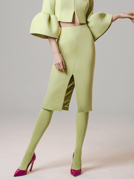 

Elegant Regular Fit Plain Skirt, Green, Skirts