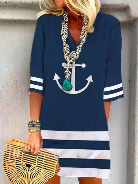 

Anchor Ocean Print Lounge Dress, Dark blue, Dresses