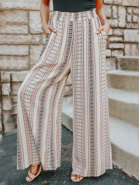 

Casual Geometric Loose Pants, Multicolor, Pants