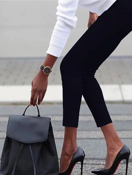 

Tight Plain Casual Leggings, Black, Leggings