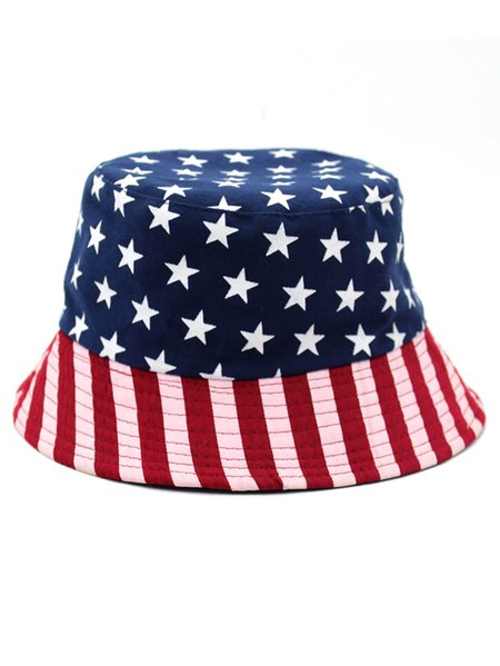 

Star Print Bucket Hat Outdoor UV Protection, Blue, Hats