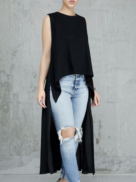 

Daily Regular Fit Elegant Crew Neck Shirt, Black, Blouses and Shirts
