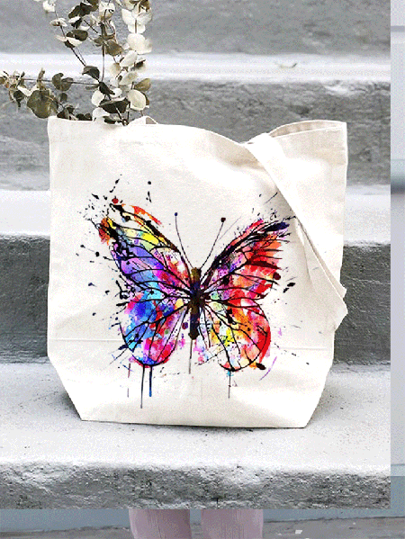 

Women's Butterfly Shopping Tote, White, Bags