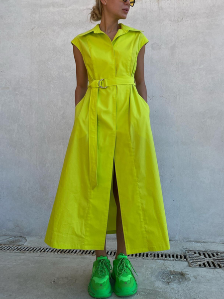 

Plain Elegant Trench Coat With Belt, As picture, Coats
