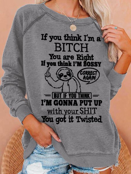 Women's Funny Text Sweatshirt, Gray, Hoodies&Sweatshirts